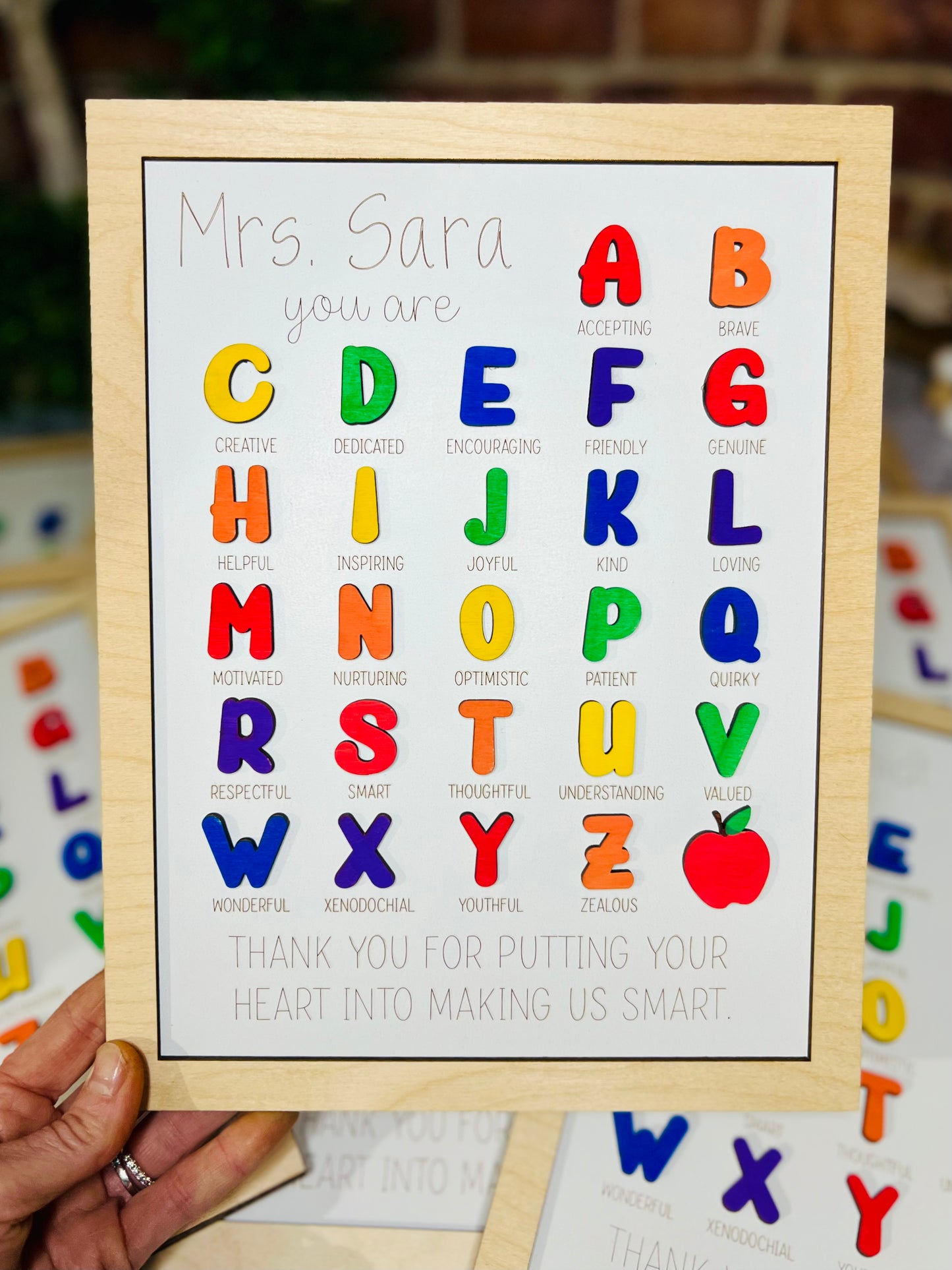 Personalized 3D Affirmation Alphabet Teacher Sign