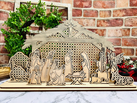 Freestanding Rattan Nativity Scene – A Timeless Christmas Display