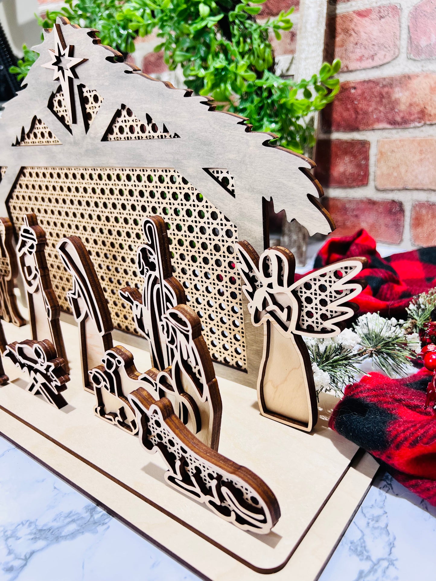 Freestanding Rattan Nativity Scene – A Timeless Christmas Display