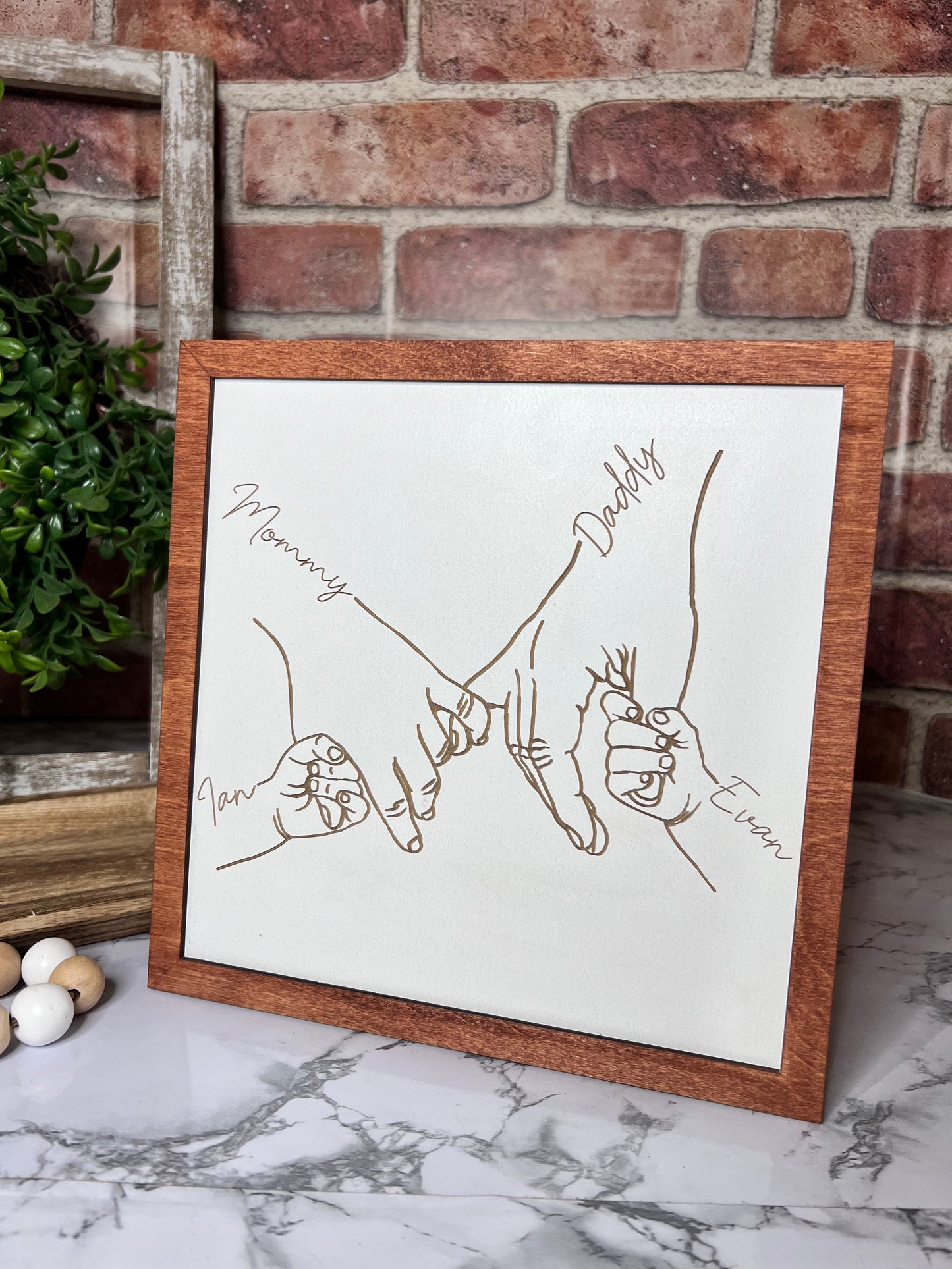 Personalized Holding Hands Art Sign for Families