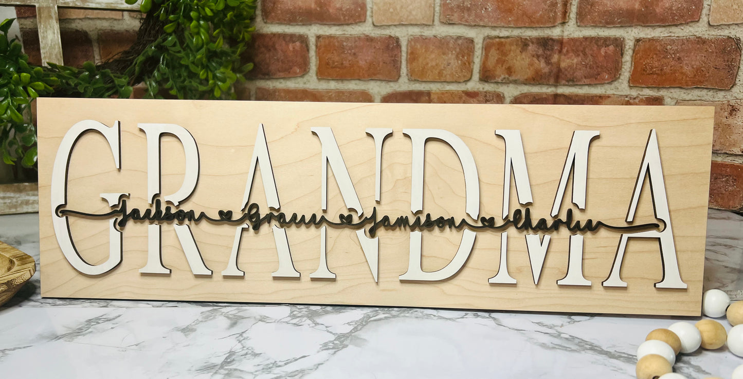 Personalized 3D Letters Wood Sign for Grandma