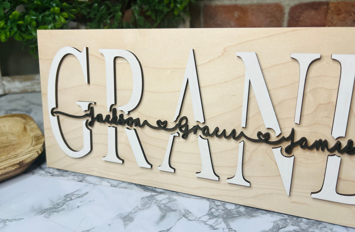 Personalized 3D Letters Wood Sign for Grandma