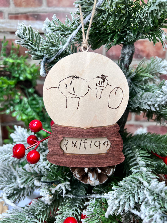 Personalized Laser Engraved Snow Globe Christmas Ornament – Capture Your Child’s Creativity