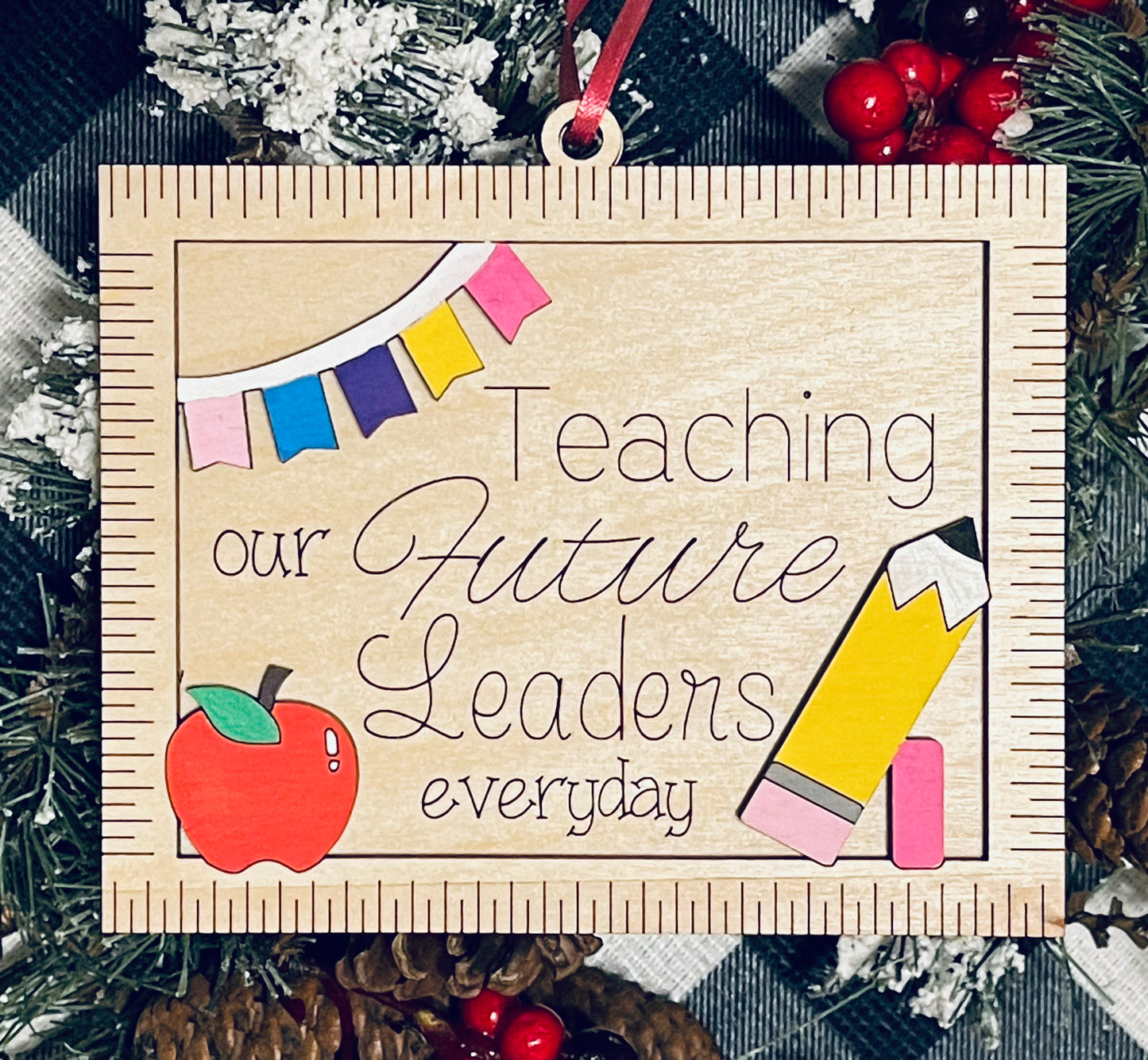 Engraved Wood Ruler Teacher Ornament – A Special Tribute to Educators